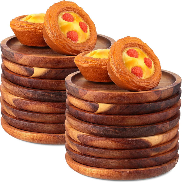 16 Pcs Handmade Acacia Wood Lightweight Dinnerware Set