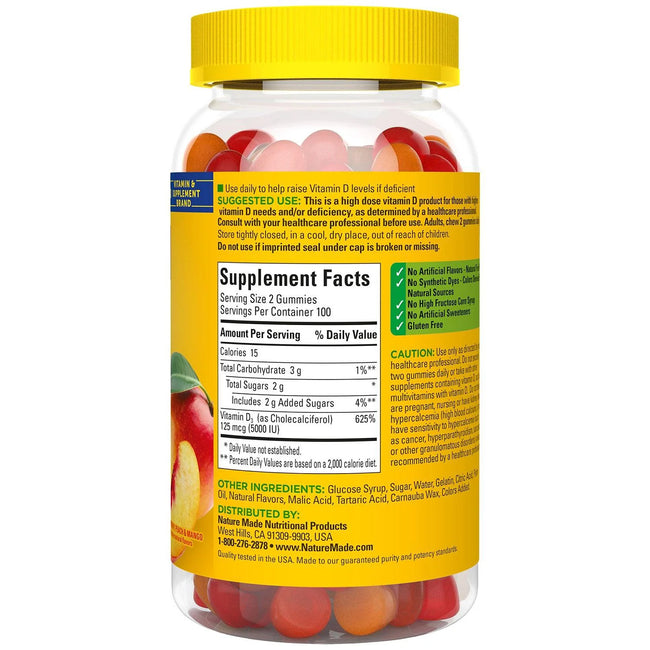 Nature Made D3 5000 Gummies Extra-Strength Vitamin (125 Mcg) (200 Ct.)