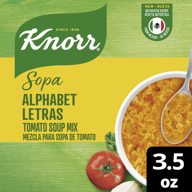 Knorr Alphabet Soup | Fun Natural Tomato & Chicken Broth, Noodle Soup, 3 Oz | Authentic Mexican Soap compare to La Moderna Alphabet 
