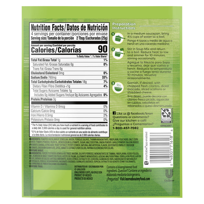 Knorr Sopa Tomato Alphabet Pasta Soup Mix, 3.5 Oz, Pouch