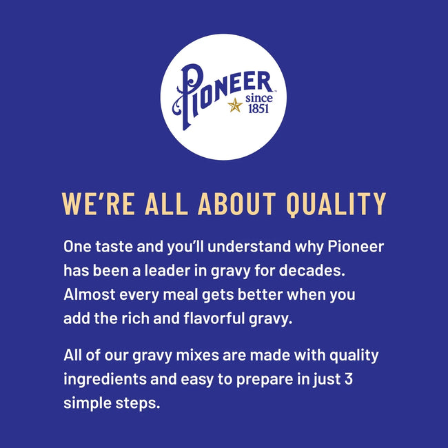Pioneer Brown Gravy Mix, 1.61 Oz – Makes 2 Cups of Rich, Savory Gravy – Just Add Water for a Quick, Delicious Meal Addition