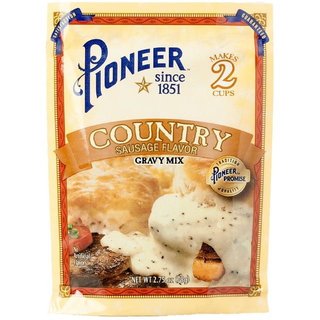 Pioneer Country Sausage Gravy Mix, 2.75 Oz - Makes 2 Cups - 8 Servings! Just Add Water!